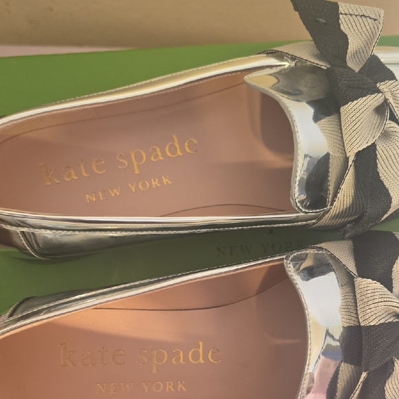 Kate Spade Silver and Black Loafers - Picture 2 of 9